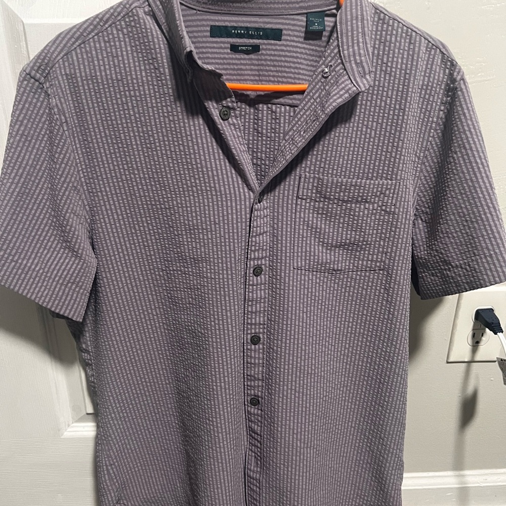 Perry Ellis Lavender Casual Button Down Shirt